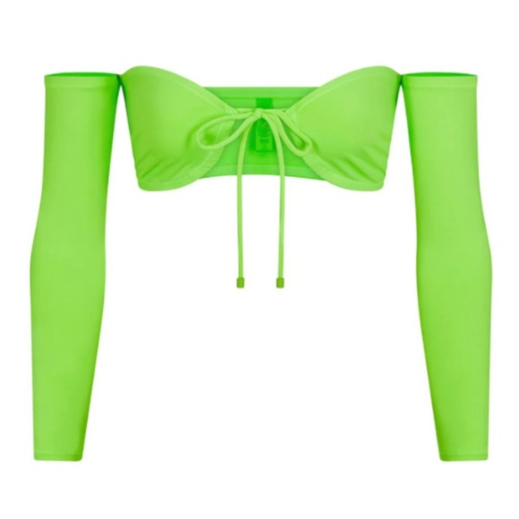 Skims Swim Long Sleeve Bikini Top - Neon Green - Picture 1 of 5